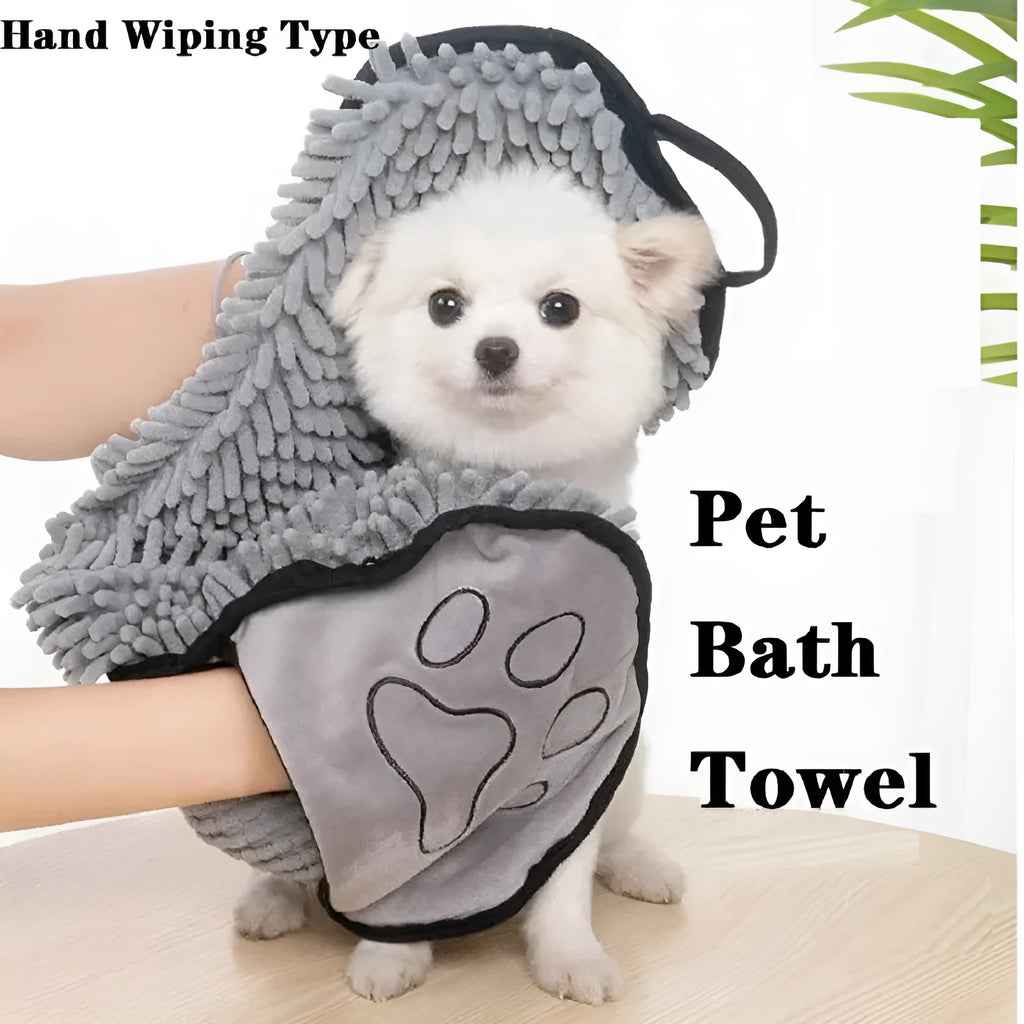 Blue dog bath robe towel measuring 62cm by 23cm for quick drying