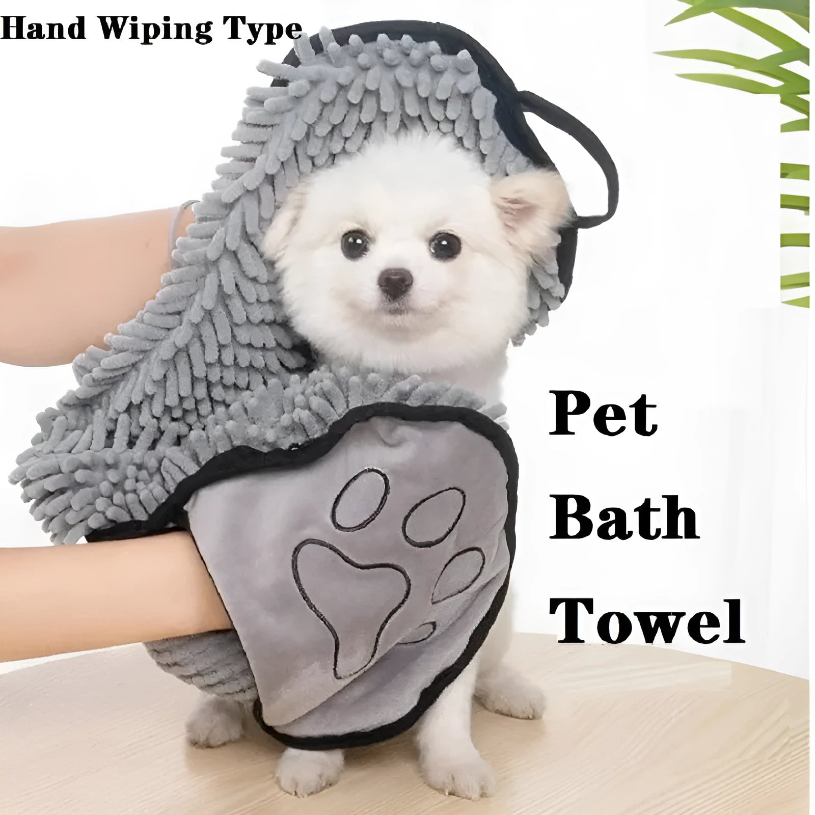 Blue dog bath robe towel measuring 62cm by 23cm for quick drying