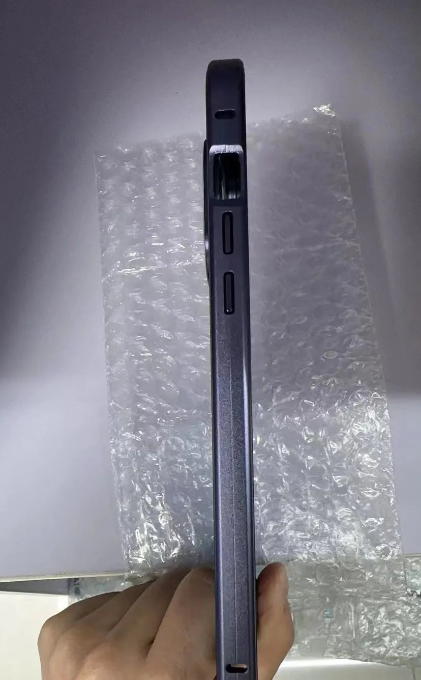 Glass phone case with double-sided buckle for iPhone 11 to 15 series, available in four colours