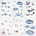 Abu Sticker set with fantasy stars design on Japanese paper, showing 10.5 by 14.1 cm size.