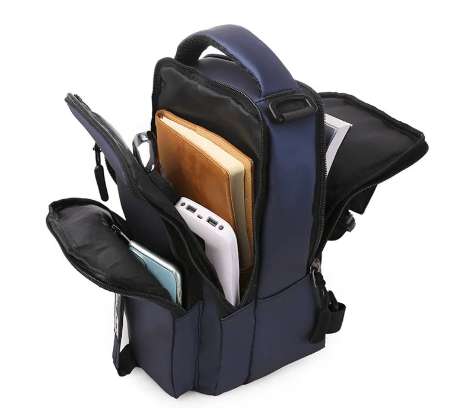 Oxford cloth chest bag in khaki with zip opening, internal zipper pocket, soft handle, and square vertical section shape