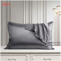 Single silk pillowcase in Bean Paste Purple colour, showing smooth mulberry silk texture and 48 x 74 cm size.
