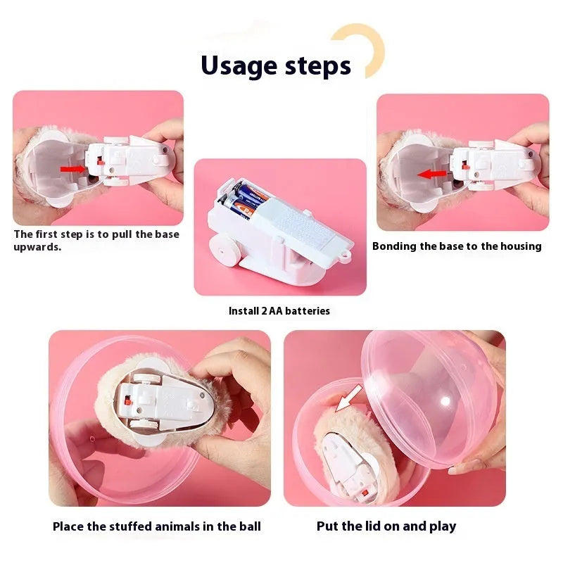 Universal hamster rolling ball toy with plush shell in beige hamster design