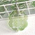 Blue, green, and mint green four-leaf clover acrylic phone pendant keychain.