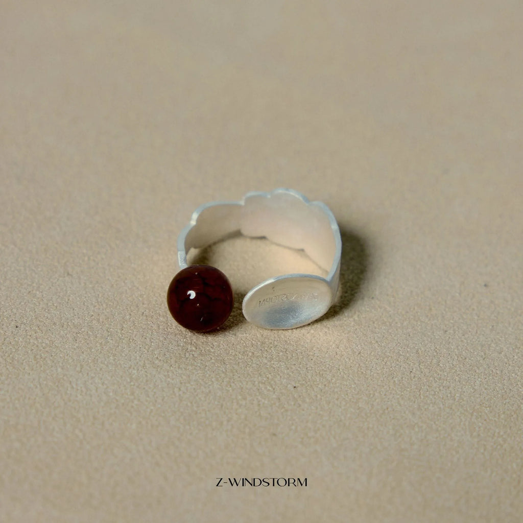 Small round spoon stewed pork design alloy ring and bracelet set with electroplated finish