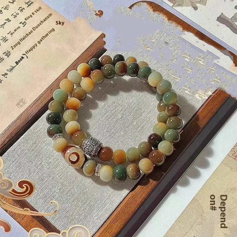 108 bead Bodhi seed mala bracelet, 10mm beads, Dunhuang Duobao gradient Begonia Fire Lotus, unisex ethnic style