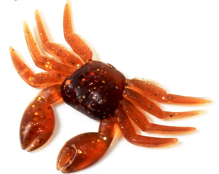 PVC crab fishing soft bait lure in red and brown colours, 8cm size