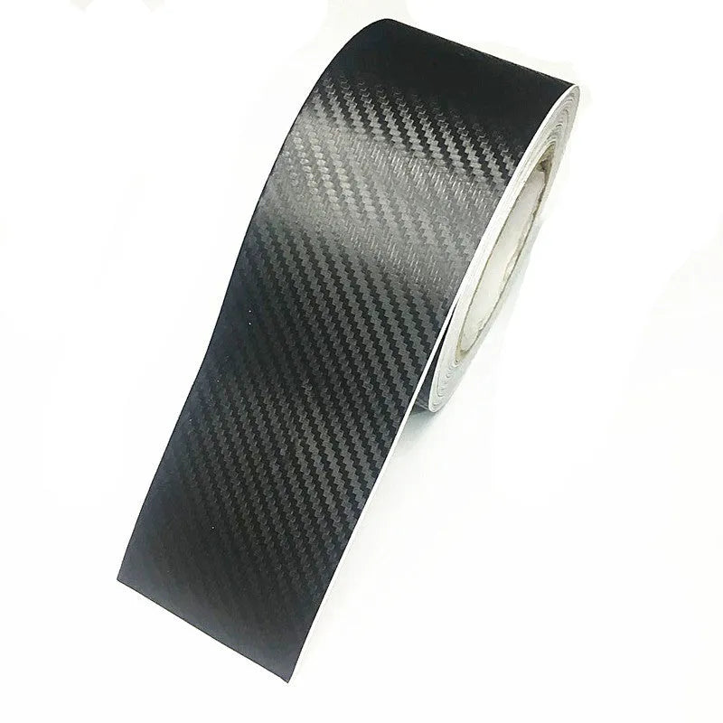 Matte carbon fibre roll for car door sill protection showing 3D pattern texture