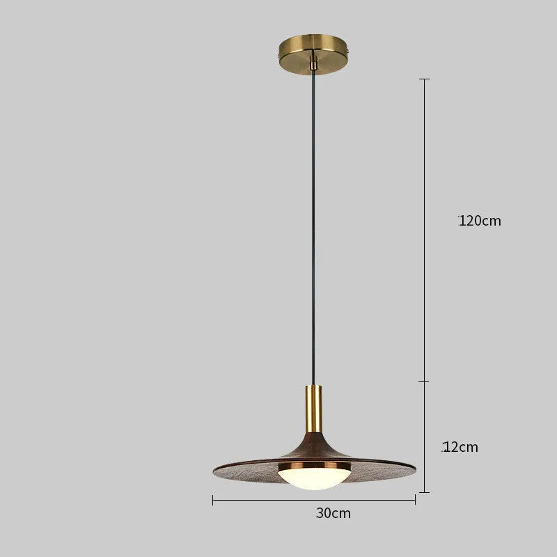 New Chinese style walnut wood bar chandelier with copper fittings and fish line design