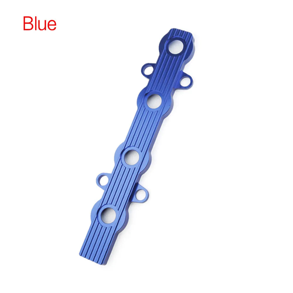 Aluminium alloy engine hood cover in blue, red, or silver with optional mounting holes