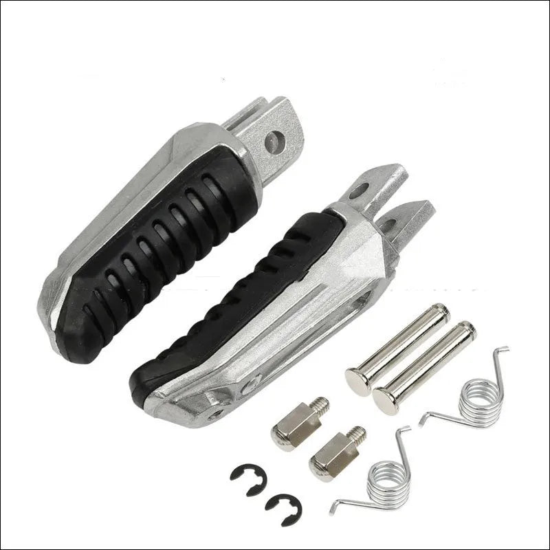Black aluminium alloy motorcycle pedals set for Suzuki GSX1300R Hayabusa and V-Strom compatibility