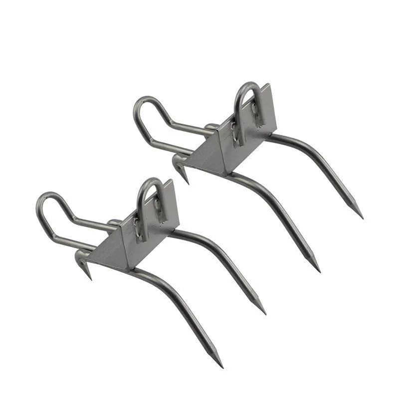 Pair of 304 stainless steel tree climbing spikes with sharp claws and two fastening straps