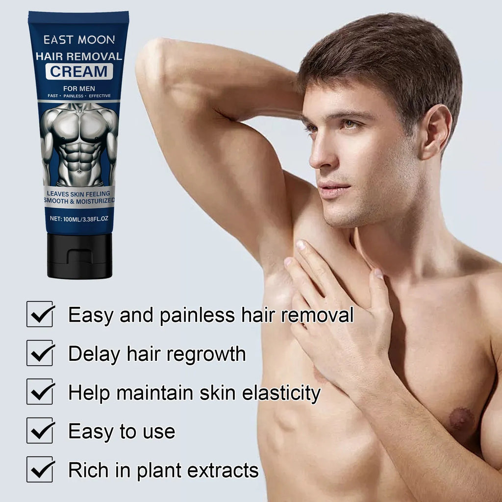 100ml men's mild depilatory cream tube for facial and body hair removal with reduced irritation