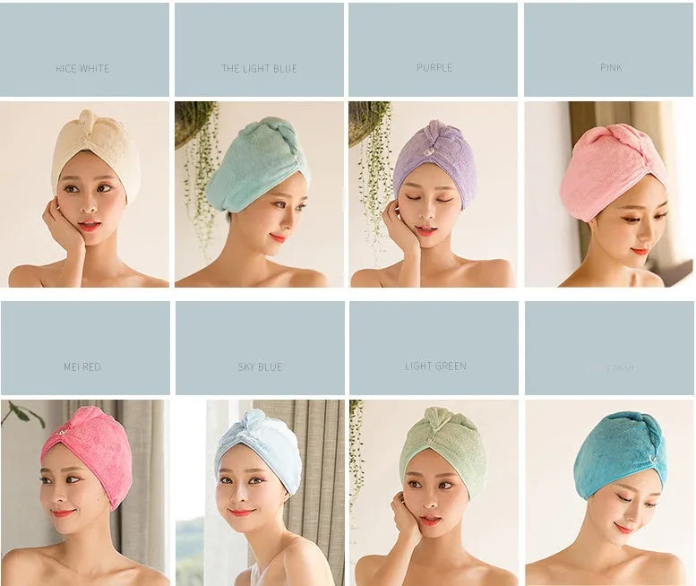 Microfiber hair dryer cap turban in assorted colours measuring 60cm by 25cm