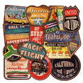 36 retro beach stickers with matte finish, sizes 6-10cm, on travel suitcase and water bottle