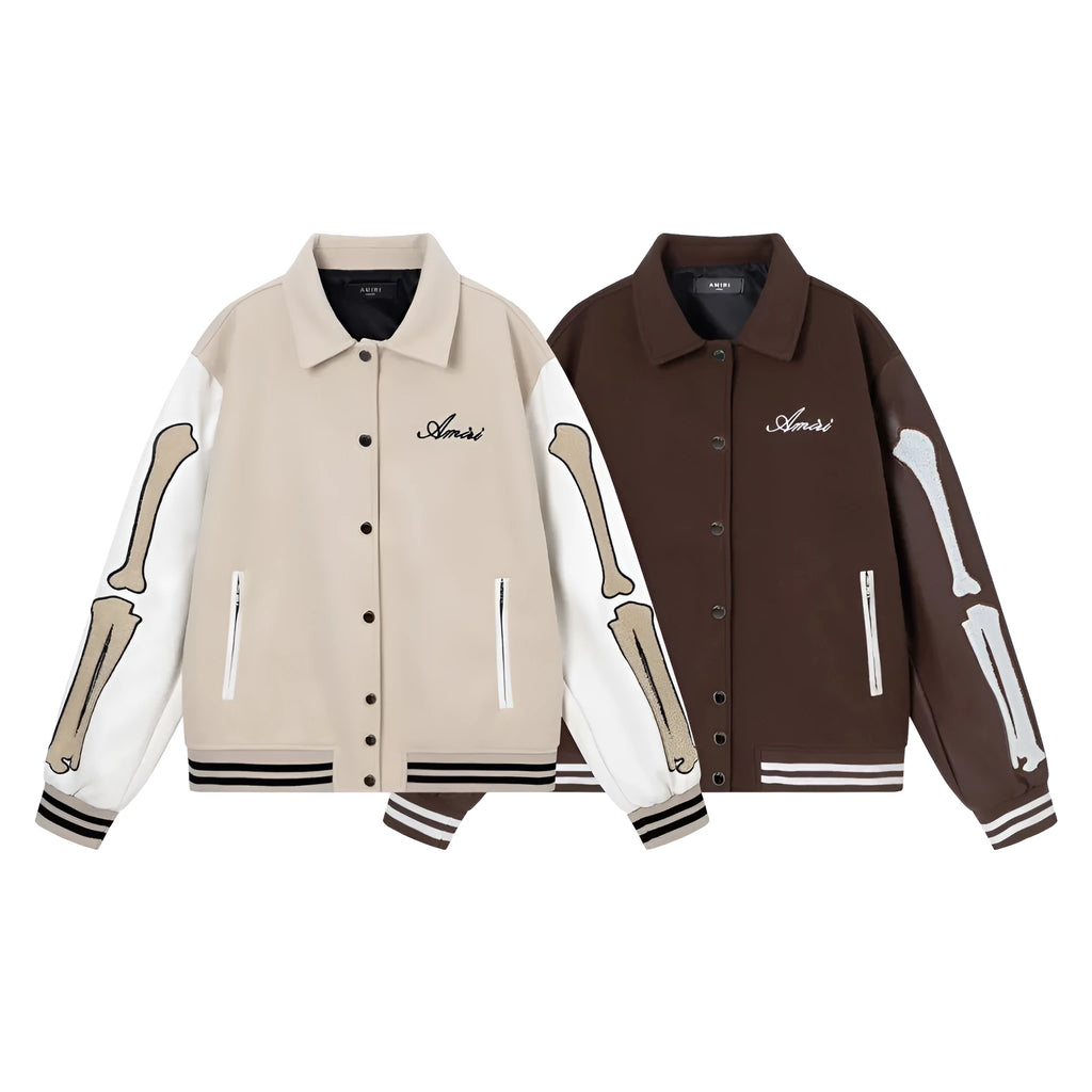 Women's bone embroidered wool blend jacket in apricot colour showing embroidery detail