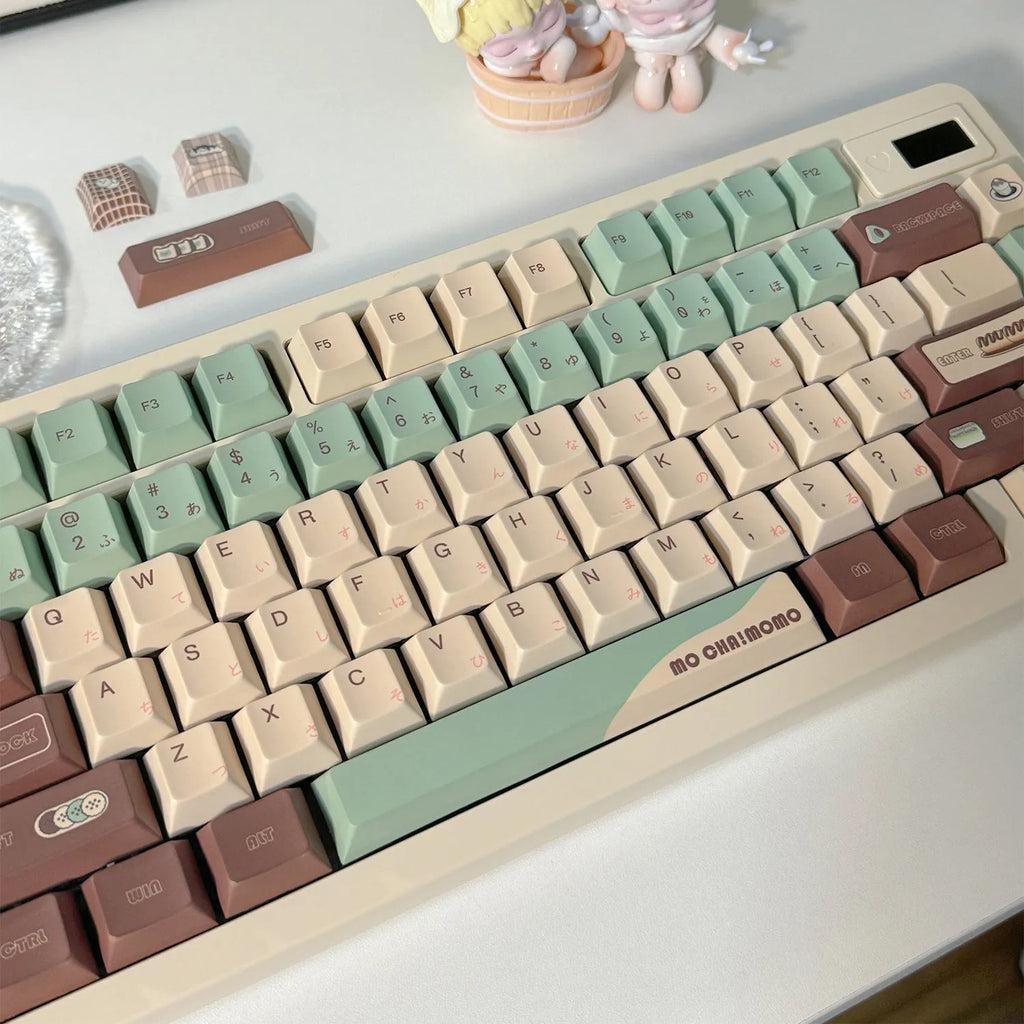 Craft Key CAP mechanical keyboard keycaps with five-sided sublimation printing in Matcha Theme colour