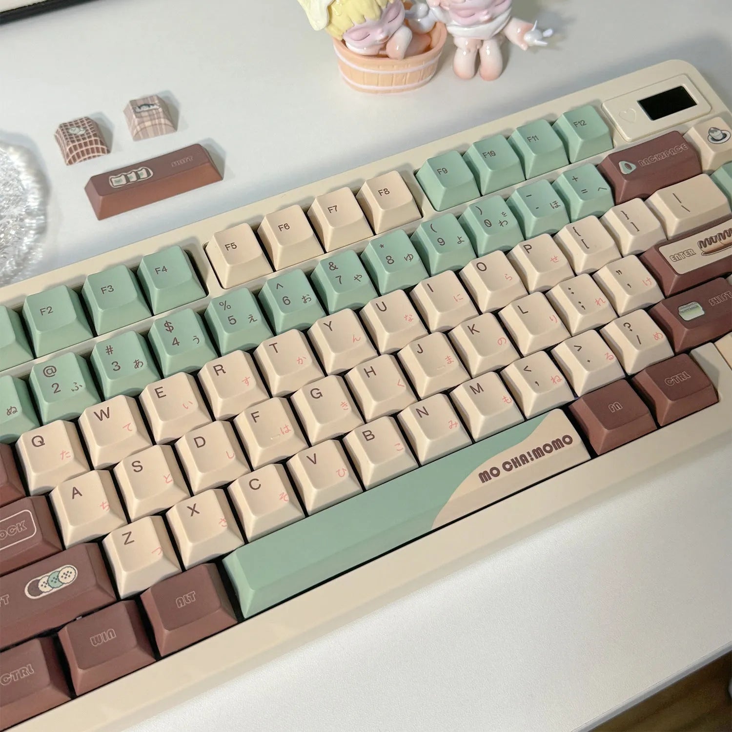 Craft Key CAP mechanical keyboard keycaps with five-sided sublimation printing in Matcha Theme colour