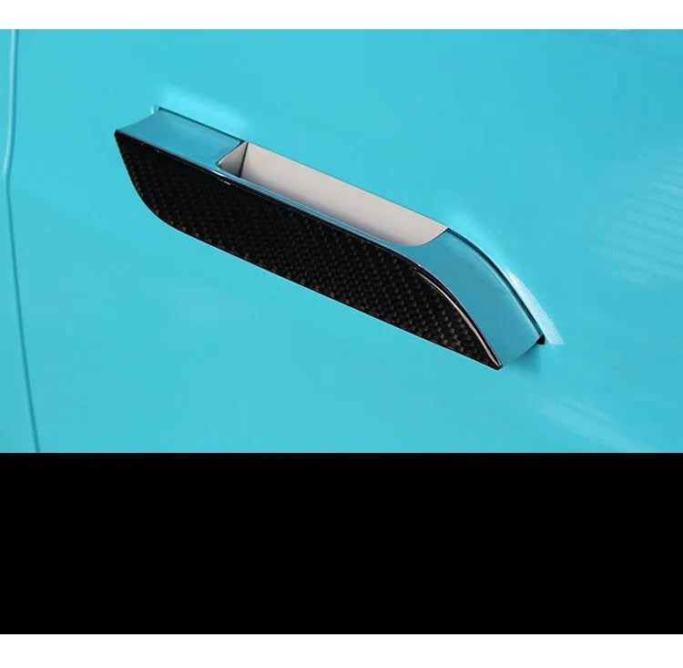 Carbon fibre door handle patches for Tesla Model S, set of four with adhesive backing for scratch protection