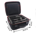 Black EVA game console accessory storage bag showing dimensions and offset printed finish