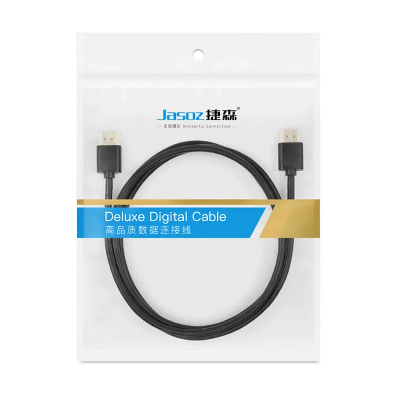 Flexible HDMI video cable with gold-plated connectors and hairline rule design, available in multiple lengths.