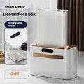 Intelligent Induction Dental Floss Box in dark grey, light grey, and gold with automatic pop-up mechanism and rechargeable battery