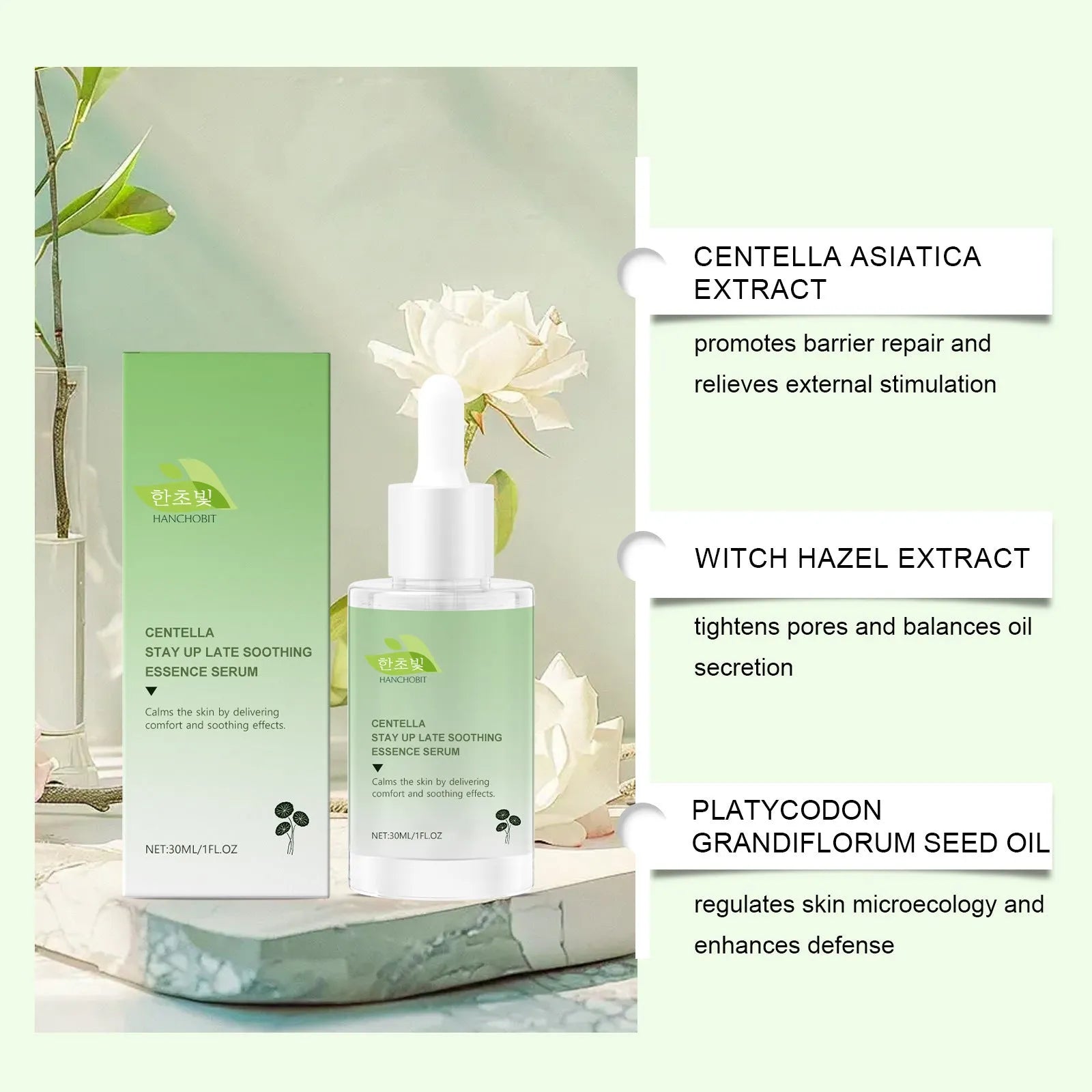 30ml bottle of Centella Asiatica Soothing Solution with dropper