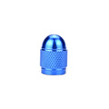 Aluminium alloy mountain bike tyre valve cap in silver, red, blue, black, and gold colours