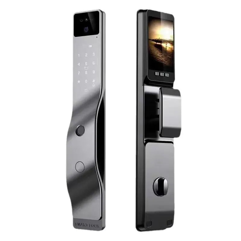 Face recognition fingerprint password smart door lock with aluminium alloy construction and USB-C port