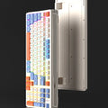 38.5cm wide luminous desktop keyboard with 1.8m cable in four colour options on wooden desk