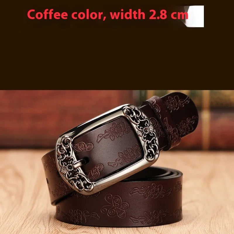 Thin black PU leather decorative belt with alloy buckle for jeans
