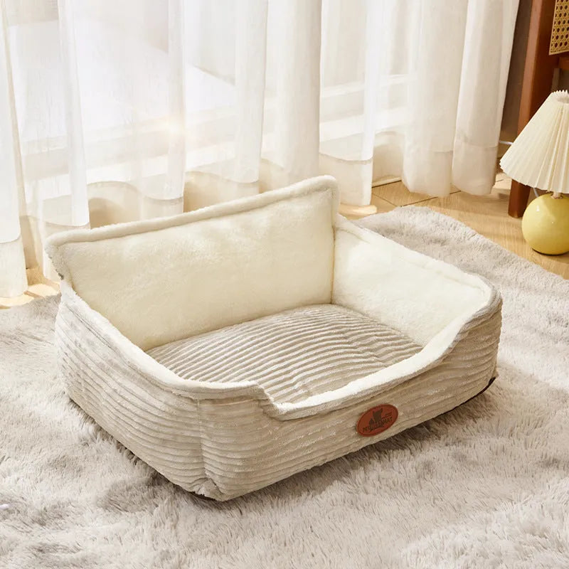 Removable cover pet bed for small and medium dogs and cats in coffee or white