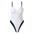 Women's one-piece swimsuit, creative patchwork camisole, nylon, black or white, sizes S to XL