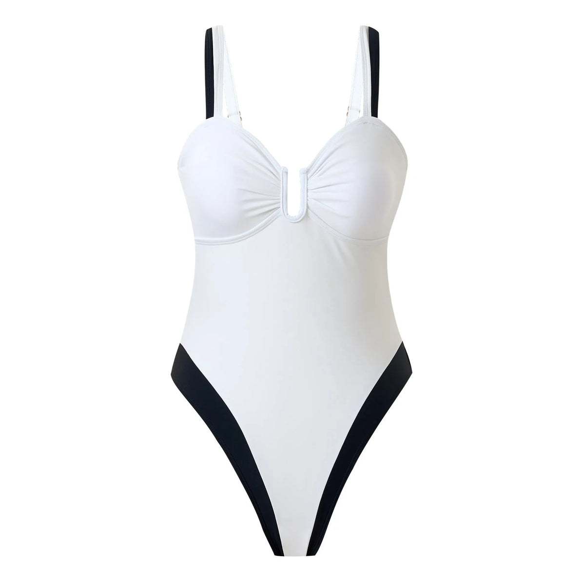 Women's one-piece swimsuit, creative patchwork camisole, nylon, black or white, sizes S to XL