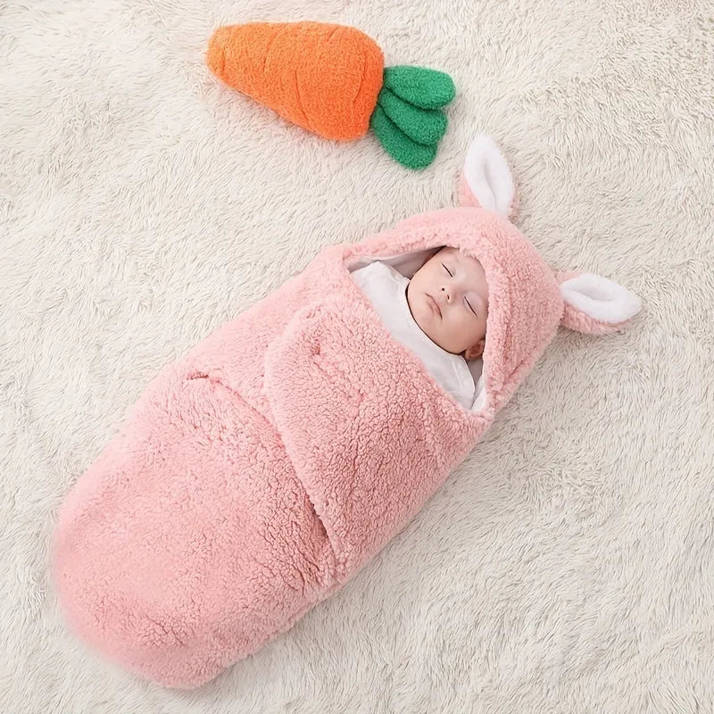 Baby wearing adjustable cotton swaddle sleep sack with velcro closure