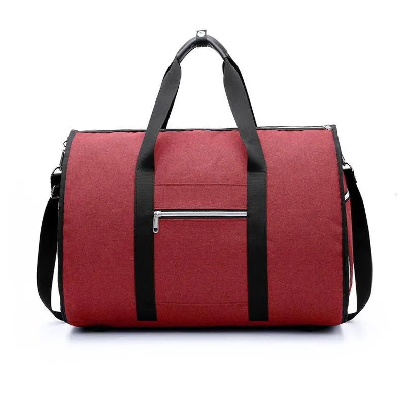 Cylinder travel bag in black with zipper pocket and waterproof Oxford cloth material