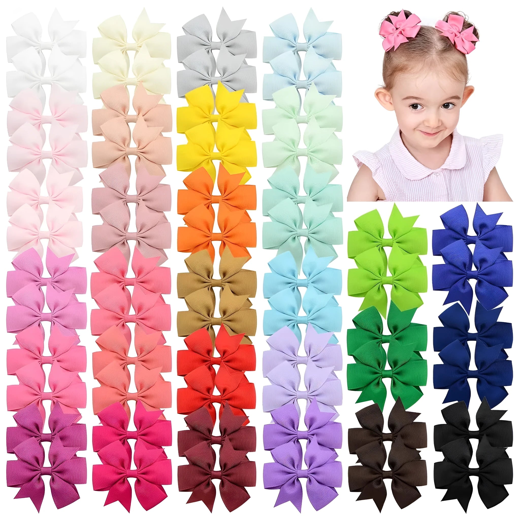 Handmade 3 inch grosgrain ribbon pinwheel hair bows with alligator clips for baby girls