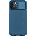 Nillkin Black Mirror Pro iPhone 12 case in black showing the sliding camera cover closed.