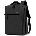 Waterproof rechargeable laptop backpack in Oxford cloth with shoulder straps showing Black colour option