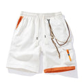 Men's plus size bamboo shorts in straight leg style with high elasticity waistband, available in coffee, black, blue, white colours