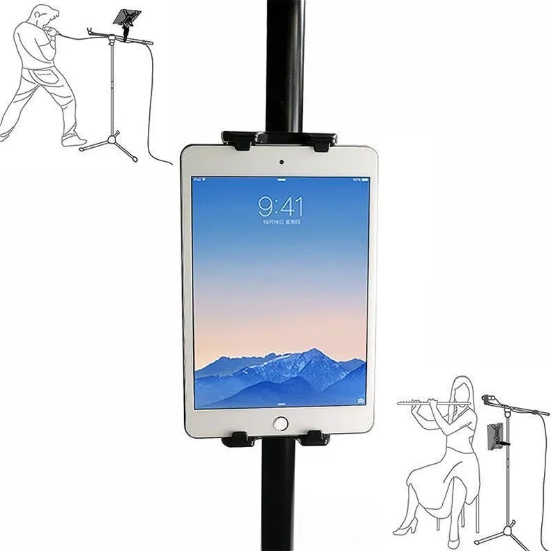Black ABS bicycle handlebar mount for mobile phones and tablets showing adjustable clamp mechanism