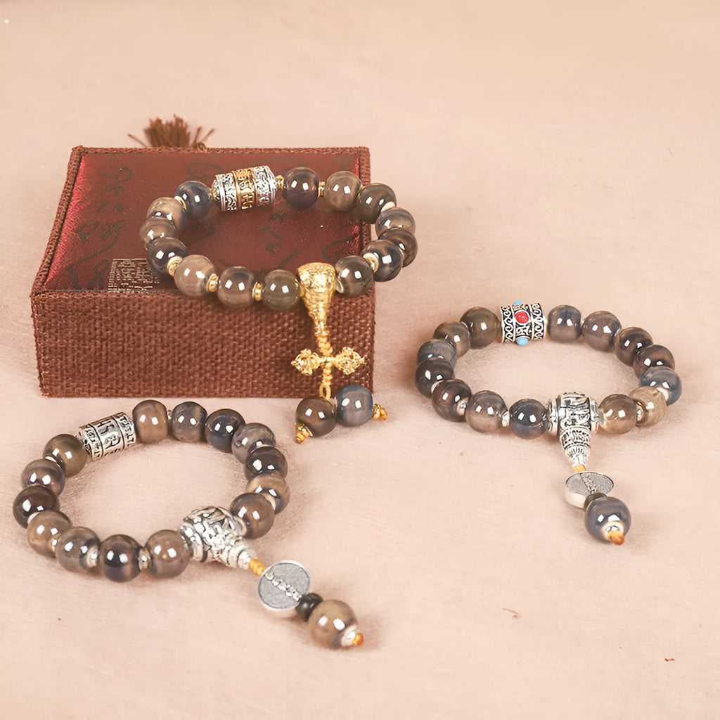 Men's gradient ceramic chain bracelet in coloured glaze, polished finish, showing colour variation.