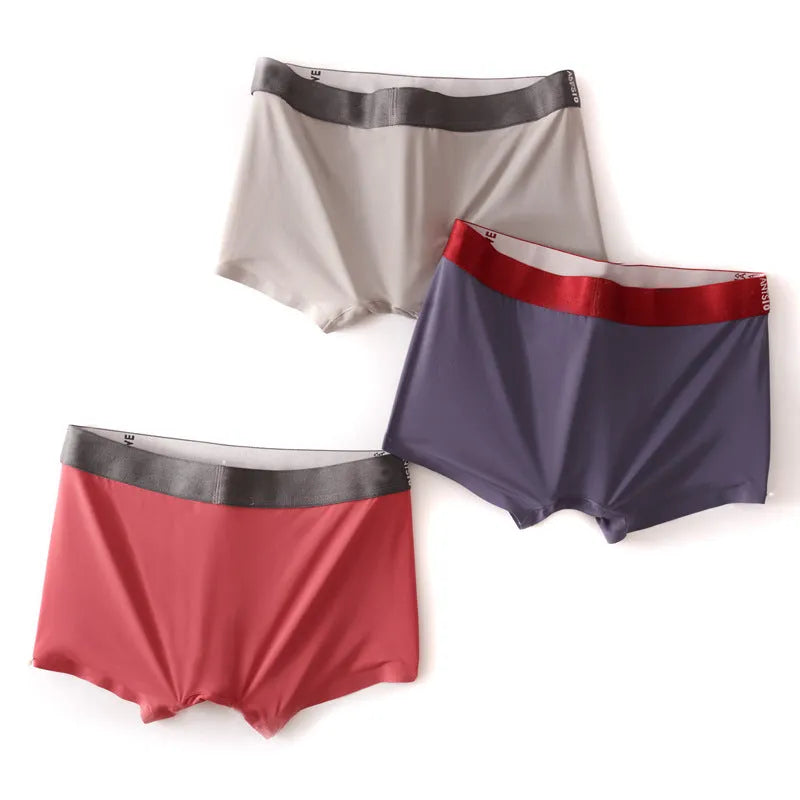 Men's solid colour boxers in breathable nylon fabric with a mulberry silk crotch lining.
