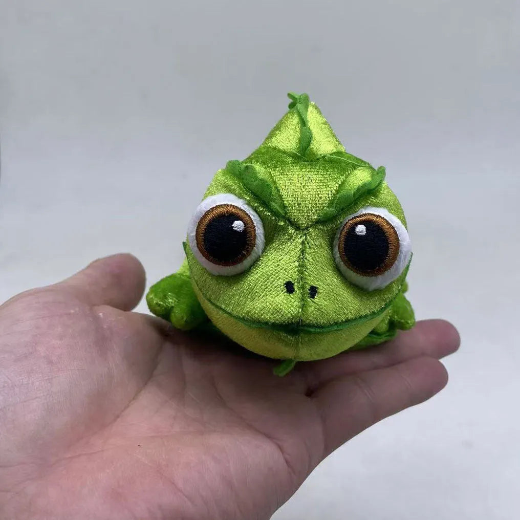 Chameleon shoulder plush doll with disk base, 16cm long, short plush and PP cotton filling