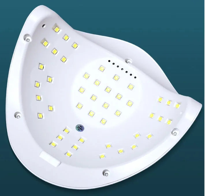 White ABS plastic nail polish gel curing lamp with UV and LED light beads.