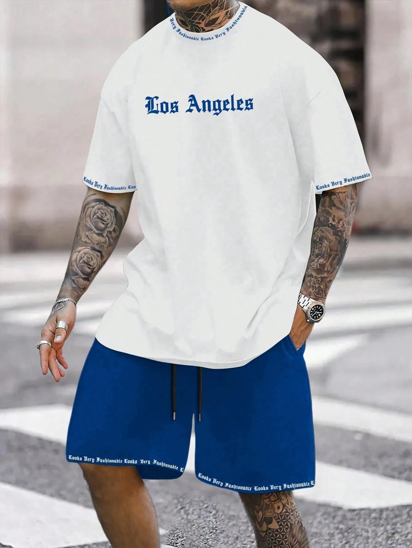 Sports style short-sleeved top and shorts set in polyester blend fabric, available in multiple colours and sizes