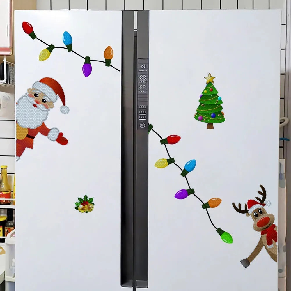 Christmas elk cartoon design magnetic car sticker with reflective threads