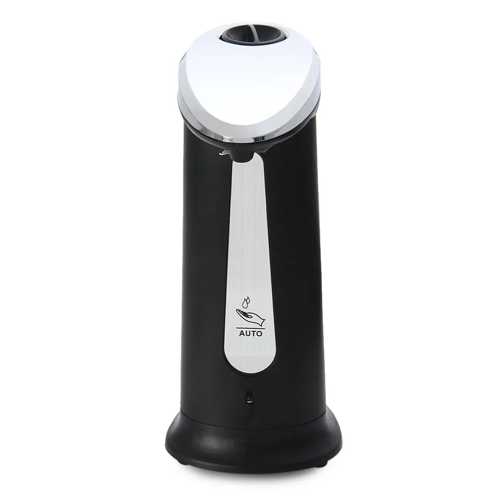 Black automatic liquid soap dispenser with smart sensor, 400ml capacity, non-drip design
