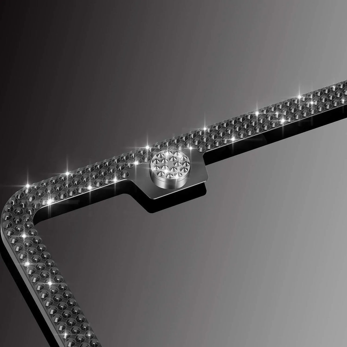 Diamond-studded stainless steel license plate frame, US standard 160 x 310 mm, in white, black, or AB colour