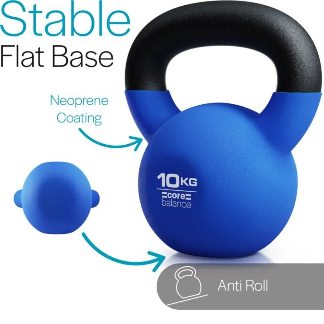 Blue cast iron teapot-shaped kettlebell dumbbell weighing 10 kg on a plain background.